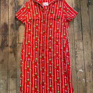 Vintage Floral Red Dress